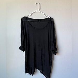 Eileen Fisher Women's Black Lagenlook Tunic Assymetric Blouse
